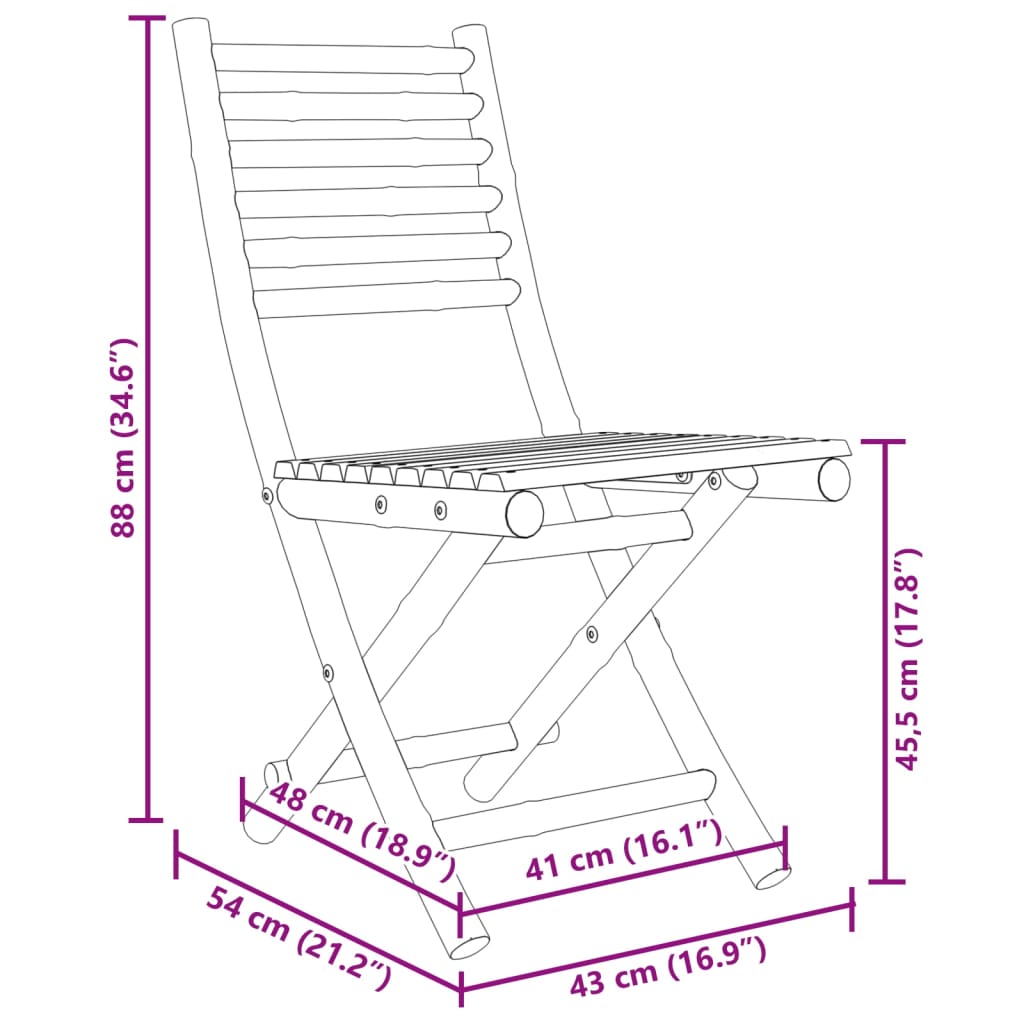 kokkupandavad aiatoolid 4 tk, 43x54x88 cm, bambus