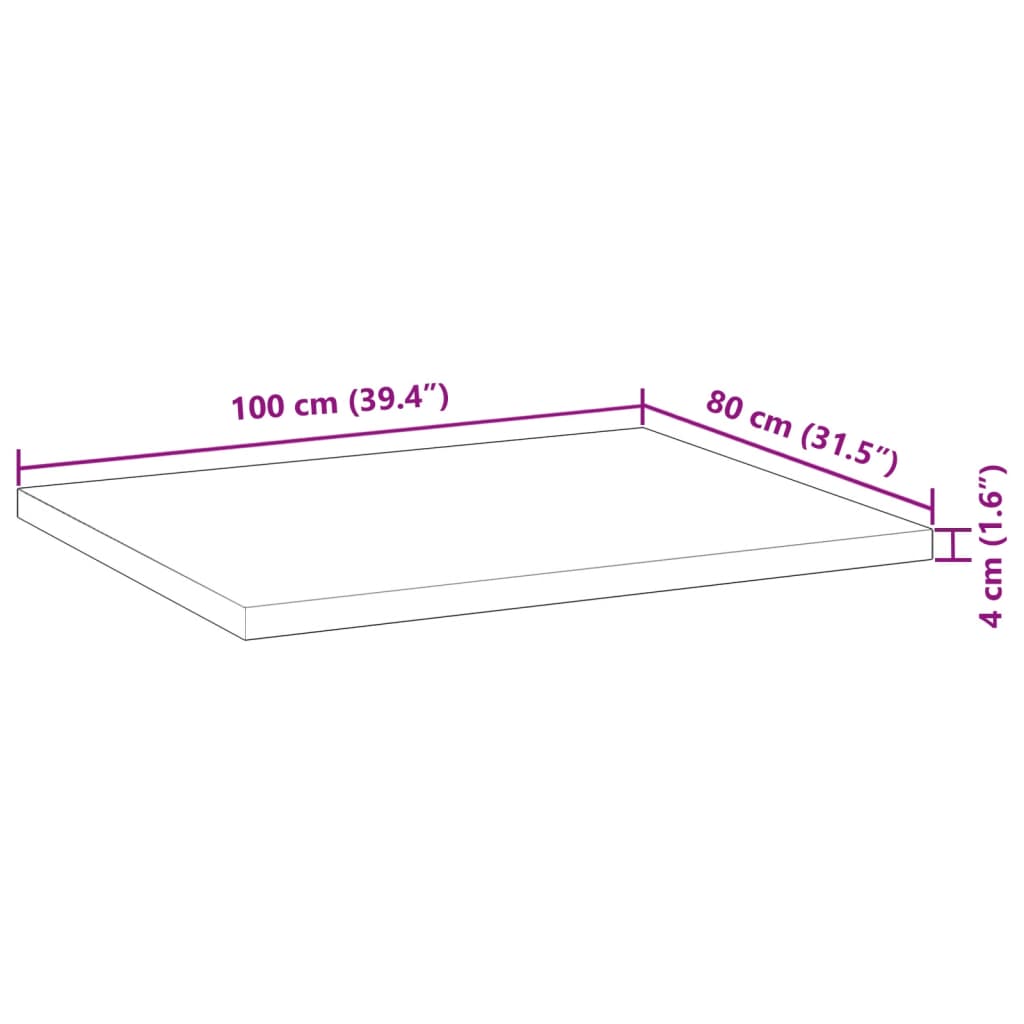 столешница, необработанная, 100 x 80 x 4 см, дерево акации