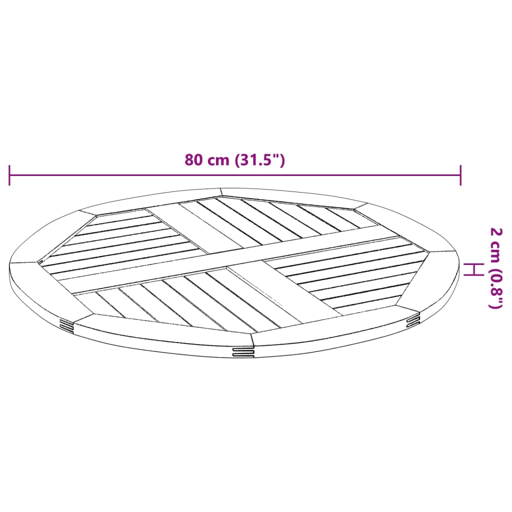 lauaplaat, Ø80x2,2 cm, ümmargune, akaatsiapuit