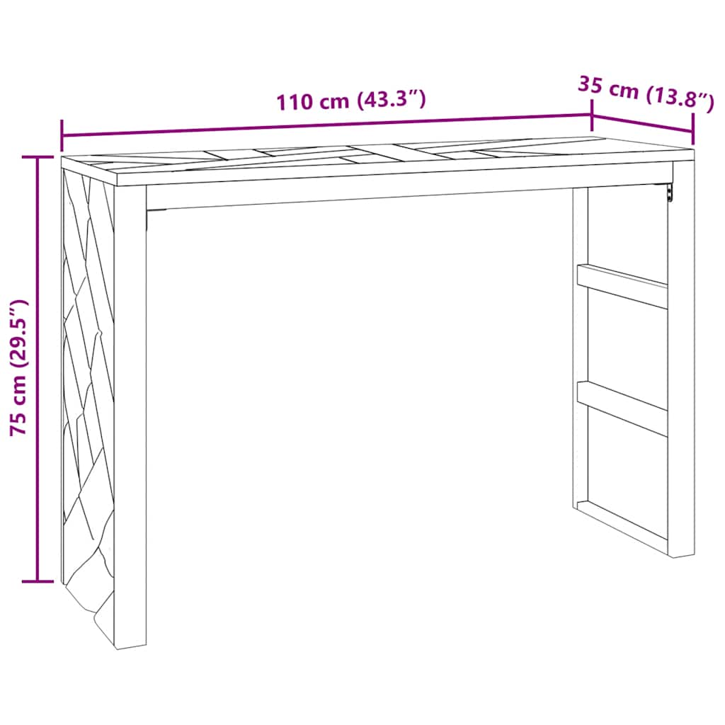 konsoollaud 110x35x75 cm Täispuidust tiikpuu