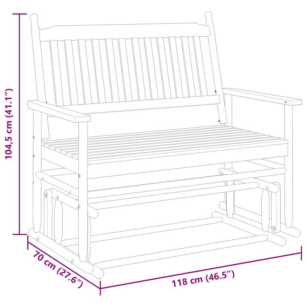 скамейка-качалка белая 118x70x104,5 см тополь