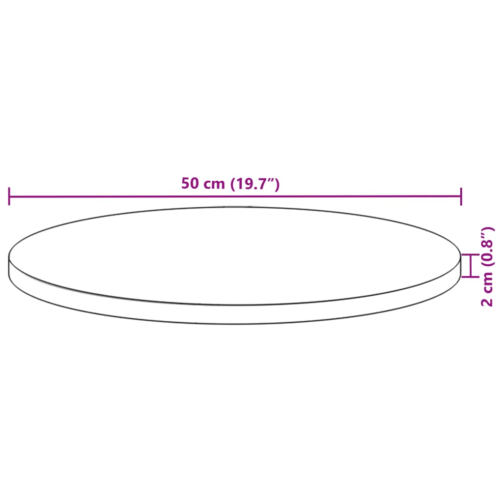 ümmargune lauaplaat, Ø50x2 cm, akaatsiapuit