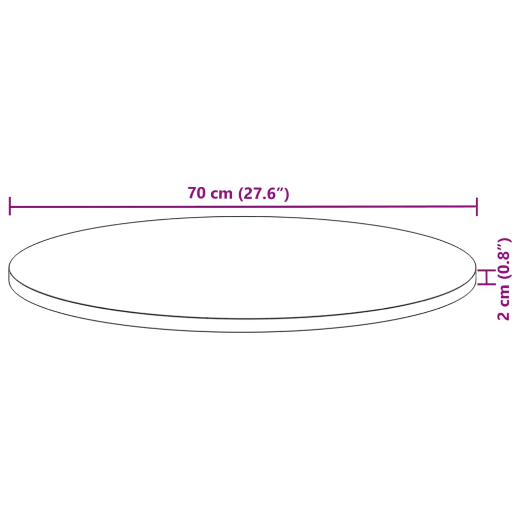 круглая столешница, Ø70x2 см, дерево акации