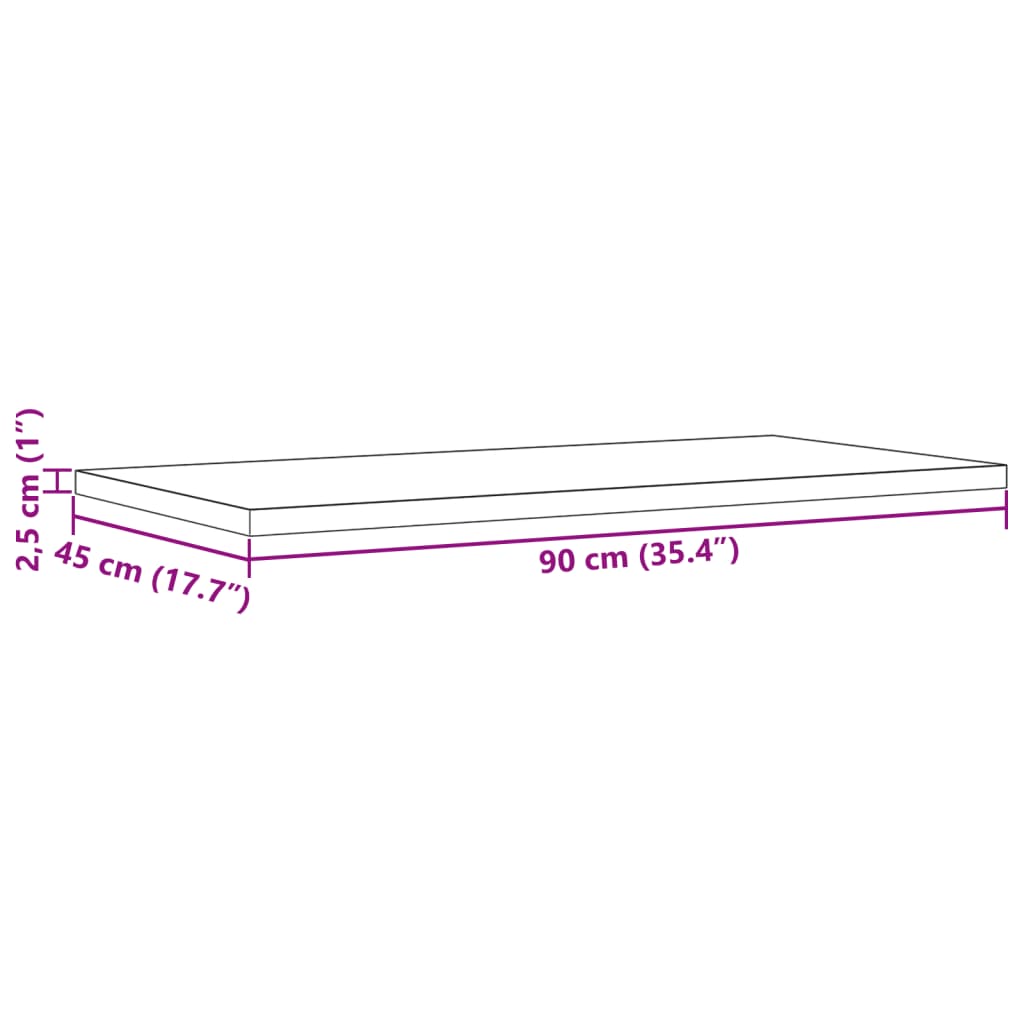 lauaplaadid 2 tk, ristkülik, 90x45x2,5 cm, männipuit