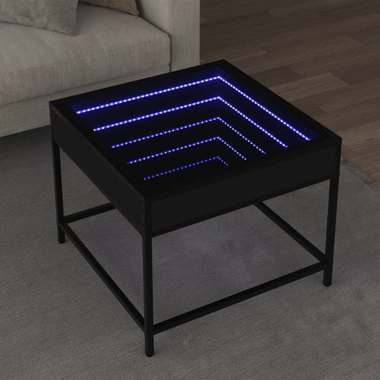 kohvilaud LED-tuledega, must, 50x50x41 cm