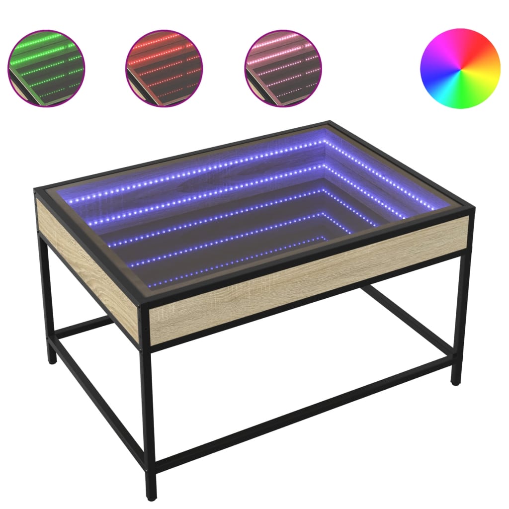 kohvilaud LED-tuledega, Sonoma tamm, 70 x 50 x 41 cm