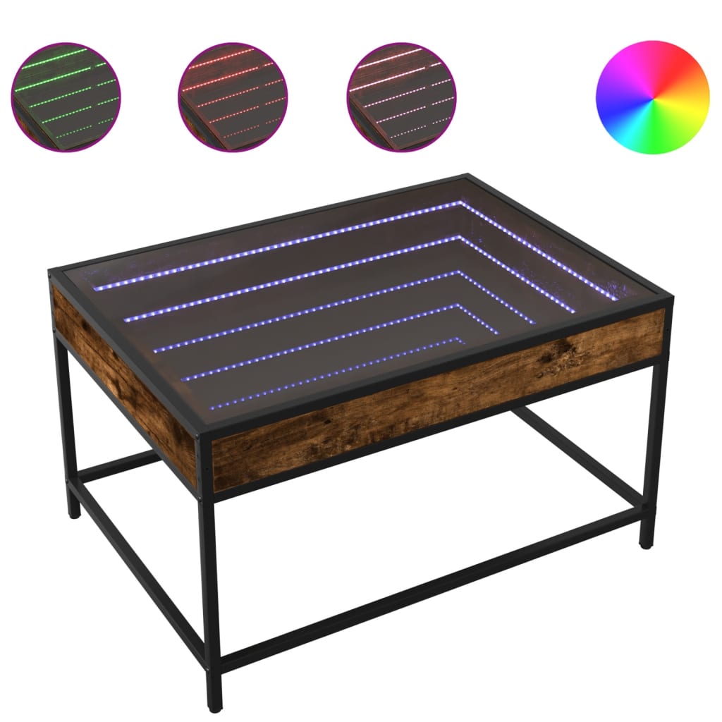 kohvilaud LED-tuledega, suitsutatud tamm, 70x50x41 cm