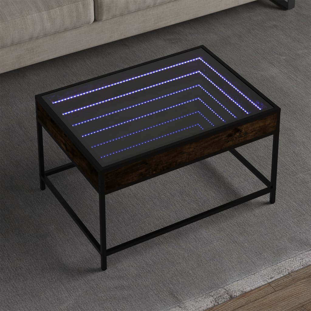 kohvilaud LED-tuledega, suitsutatud tamm, 70x50x41 cm