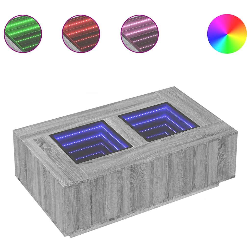 журнальный столик со светодиодной подсветкой, серый дуб Сонома, 116x69x40 см