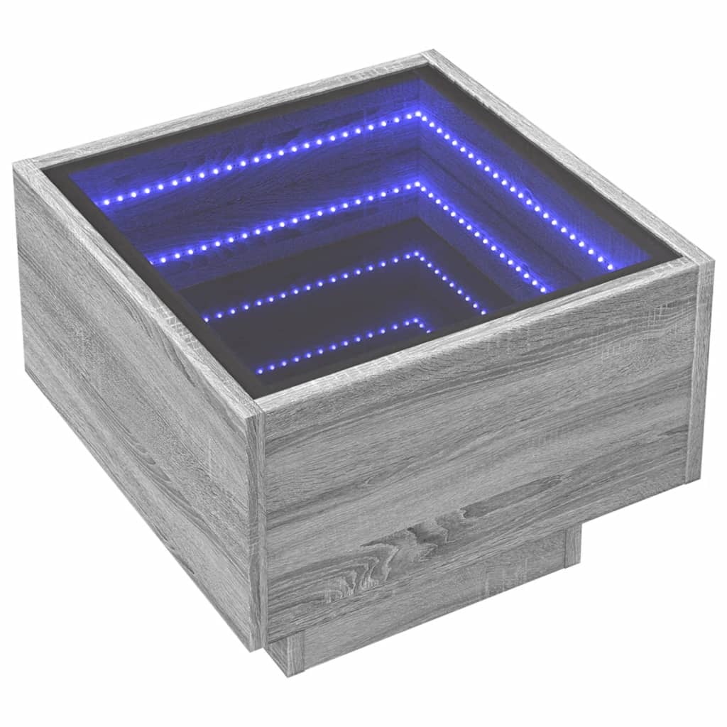 öökapp LED-tuledega, hall Sonoma tamm, 40x40x30 cm