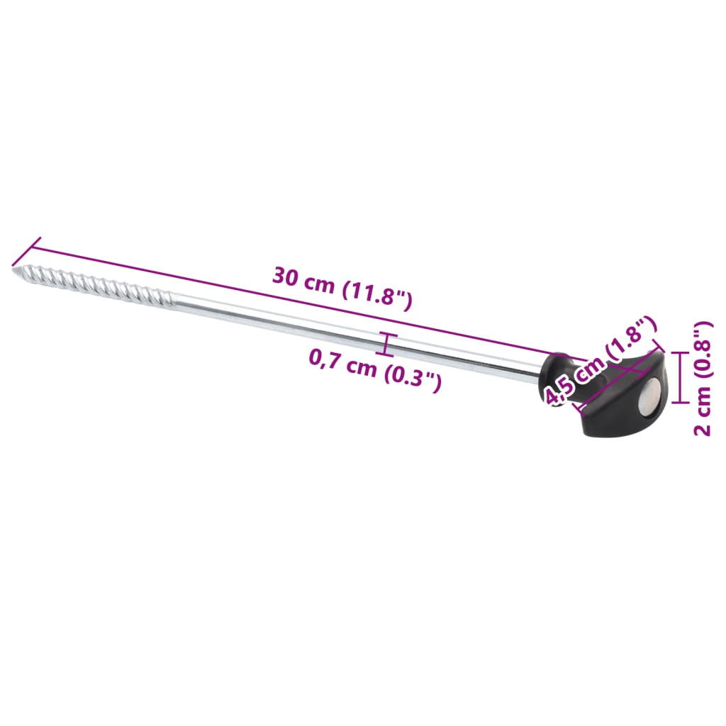 telgivaiad 12 tk, 30 cm Ø7 mm, tsingitud teras