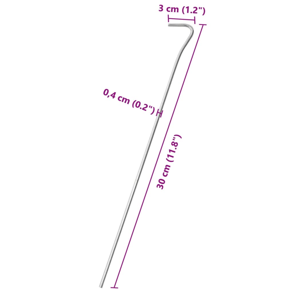 telgivaiad 50 tk, 30 cm Ø4 mm, tsingitud teras