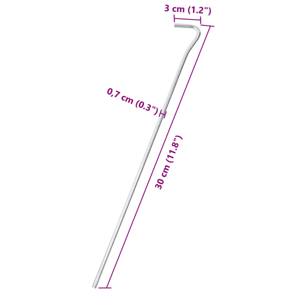 telgivaiad 50 tk, 30 cm Ø7 mm, tsingitud teras