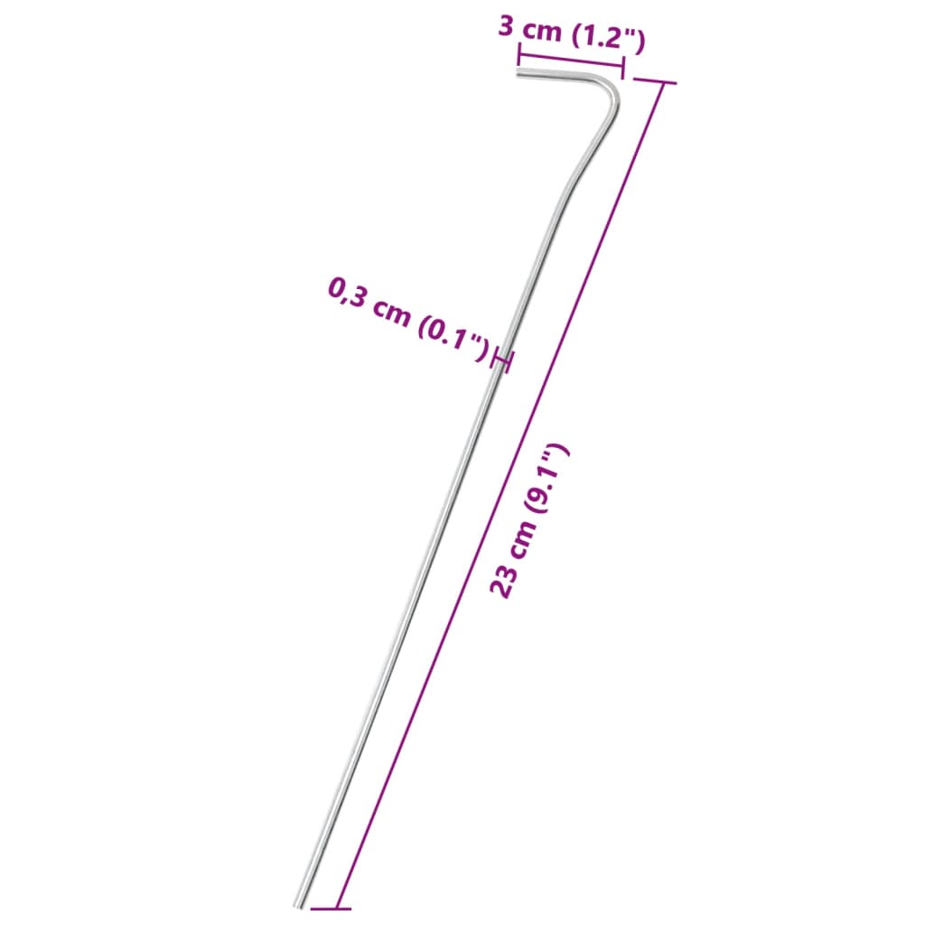 telgivaiad 50 tk, 23 cm Ø3 mm, tsingitud teras