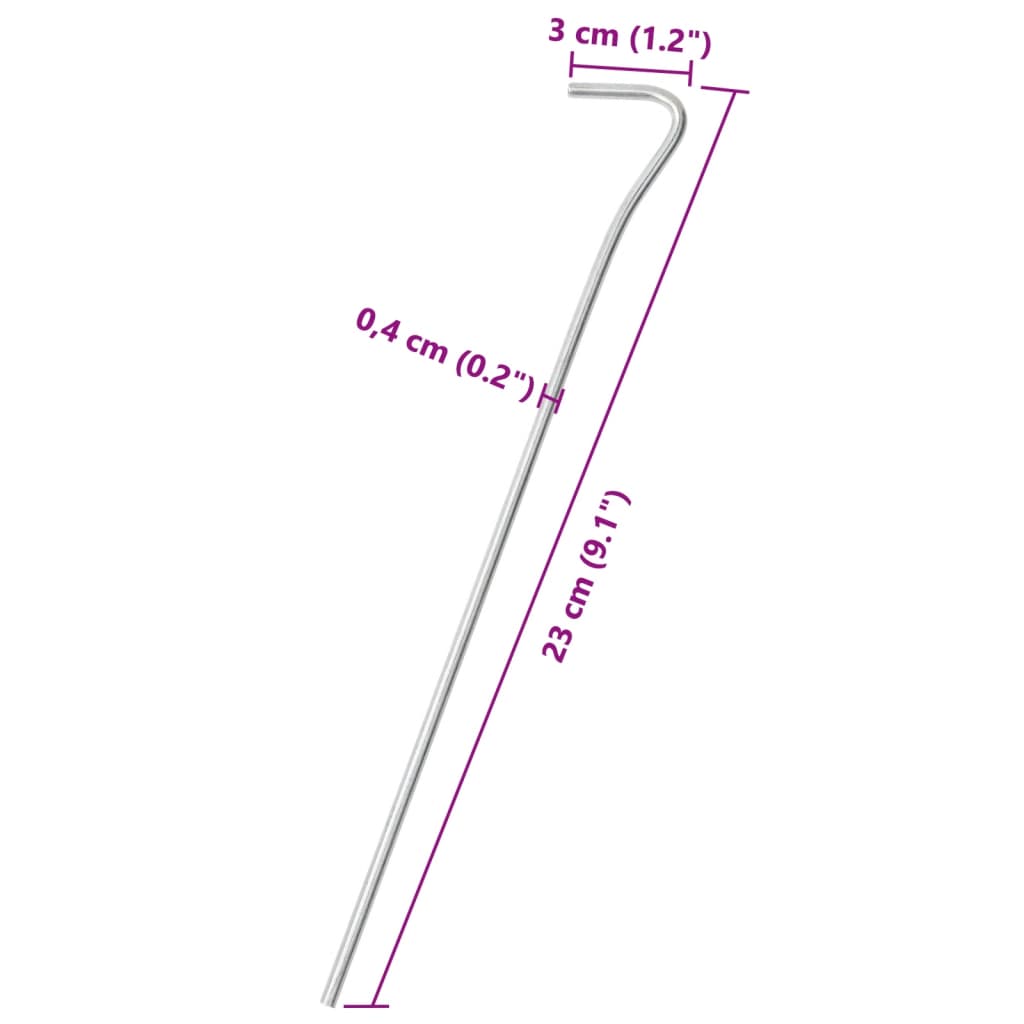 telgivaiad 50 tk, 23 cm Ø4 mm, tsingitud teras