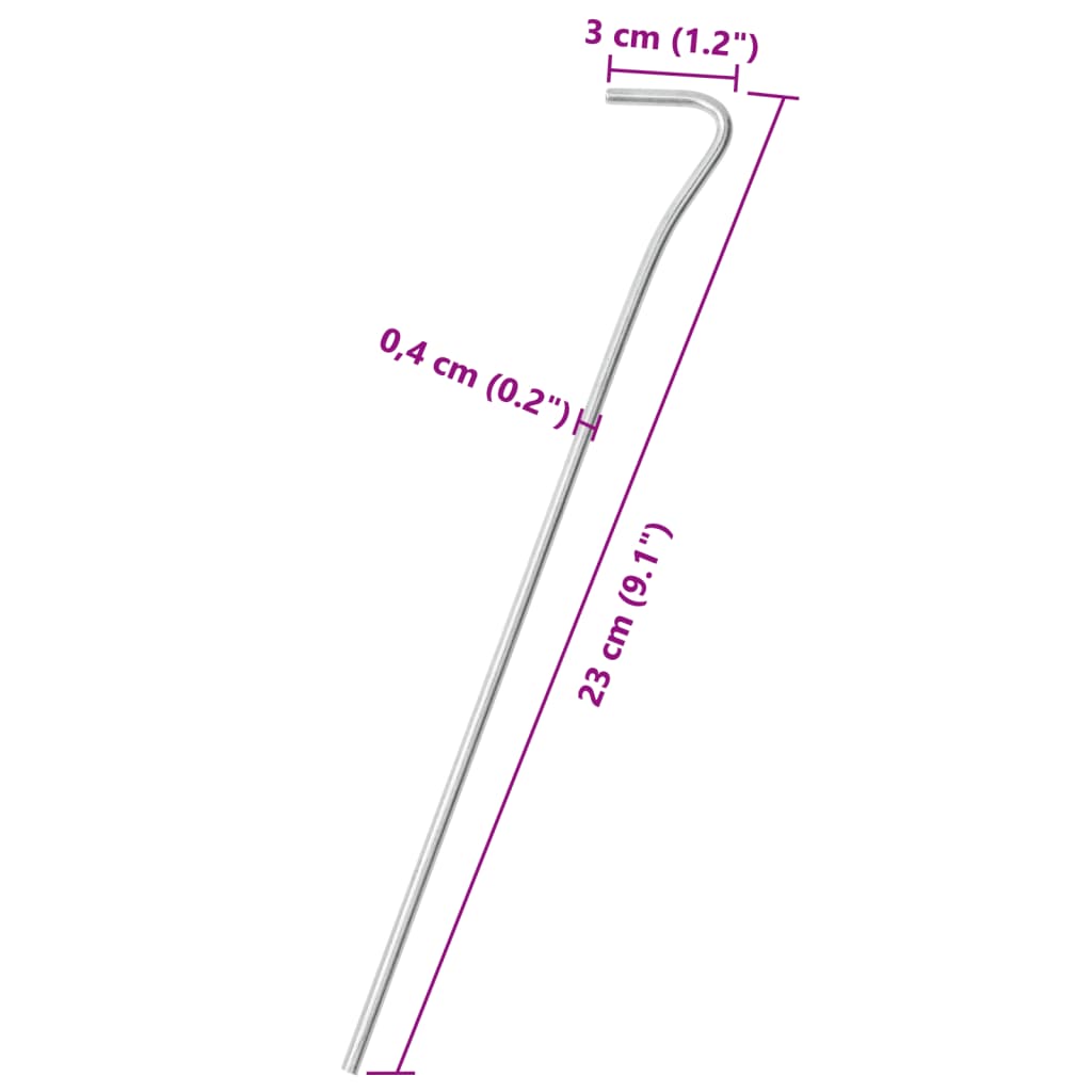 telgivaiad 25 tk, 23 cm Ø4 mm, tsingitud teras