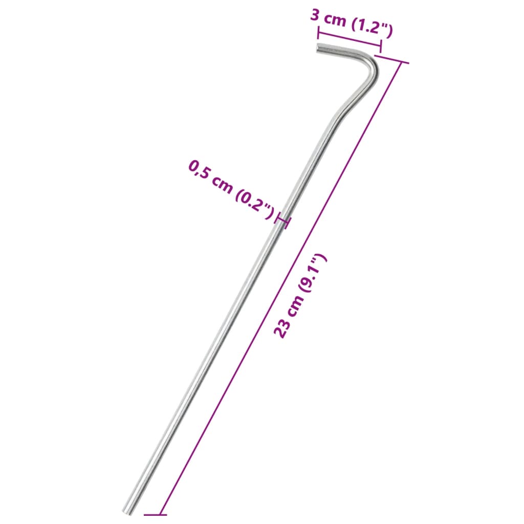 telgivaiad 50 tk, 23 cm Ø5 mm, tsingitud teras