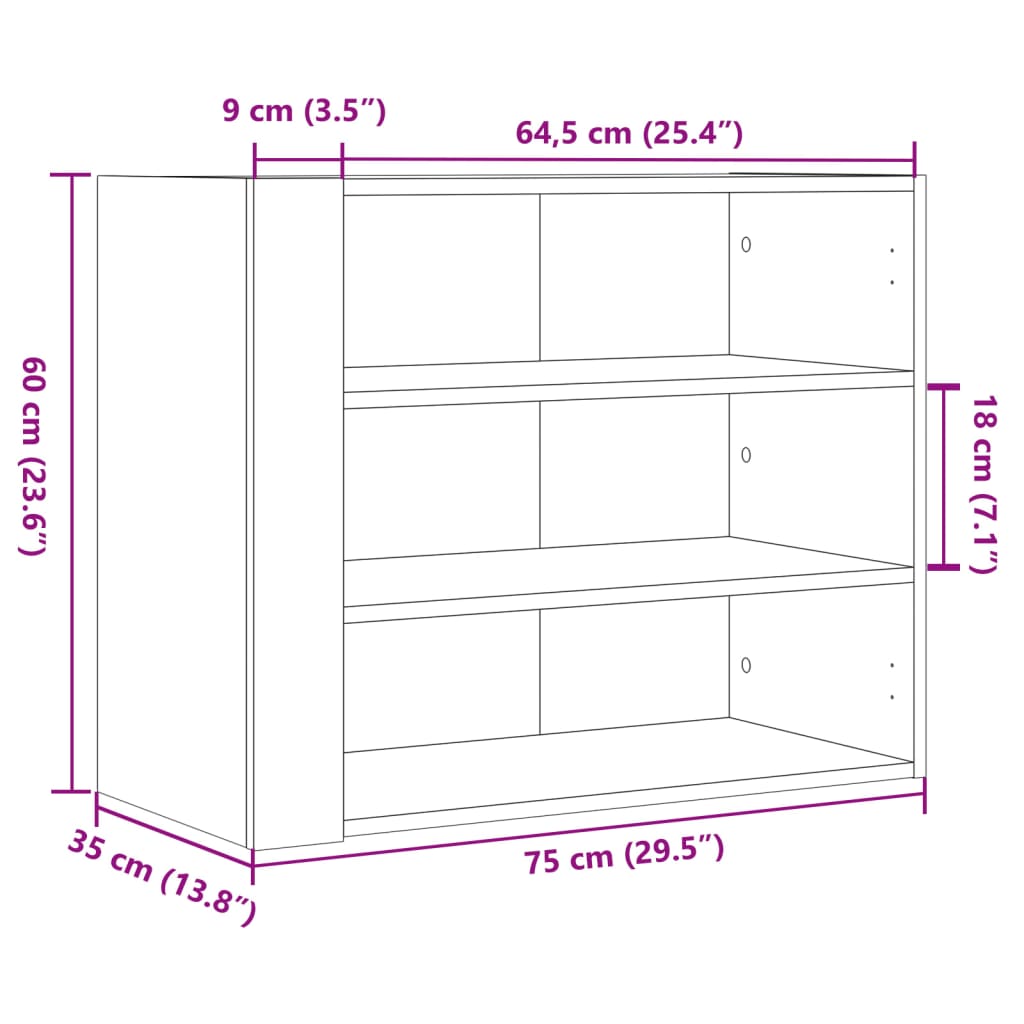 seinakapp, hall Sonoma tamm, 75 x 35 x 60 cm, tehispuit