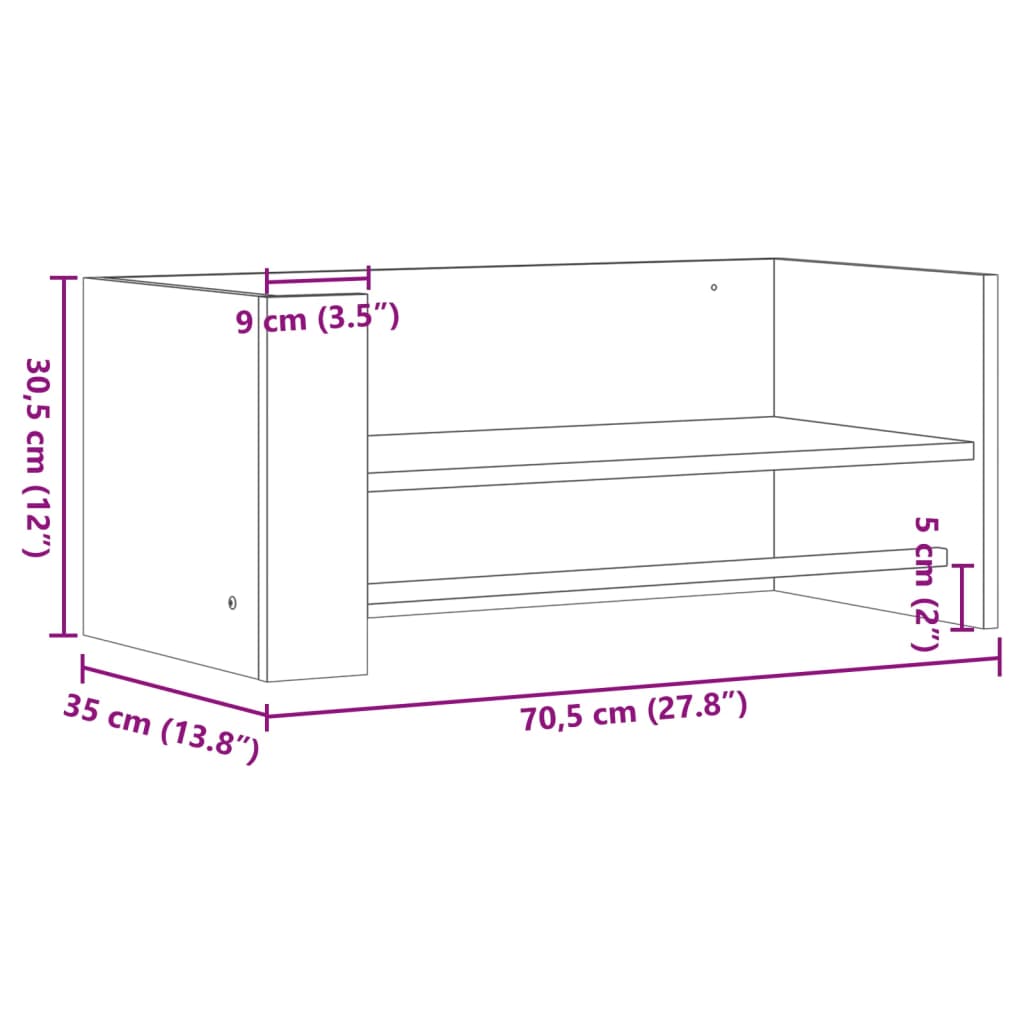 seinariiul, hall Sonoma tamm, 70,5x35x30,5 cm, tehispuit