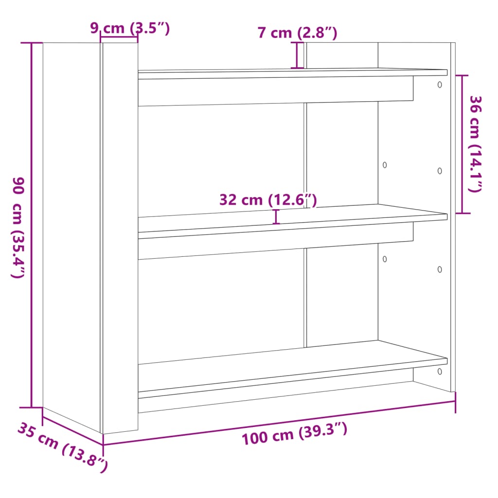 konsoollaud, Sonoma tamm, 100 x 35 x 90 cm, tehispuit