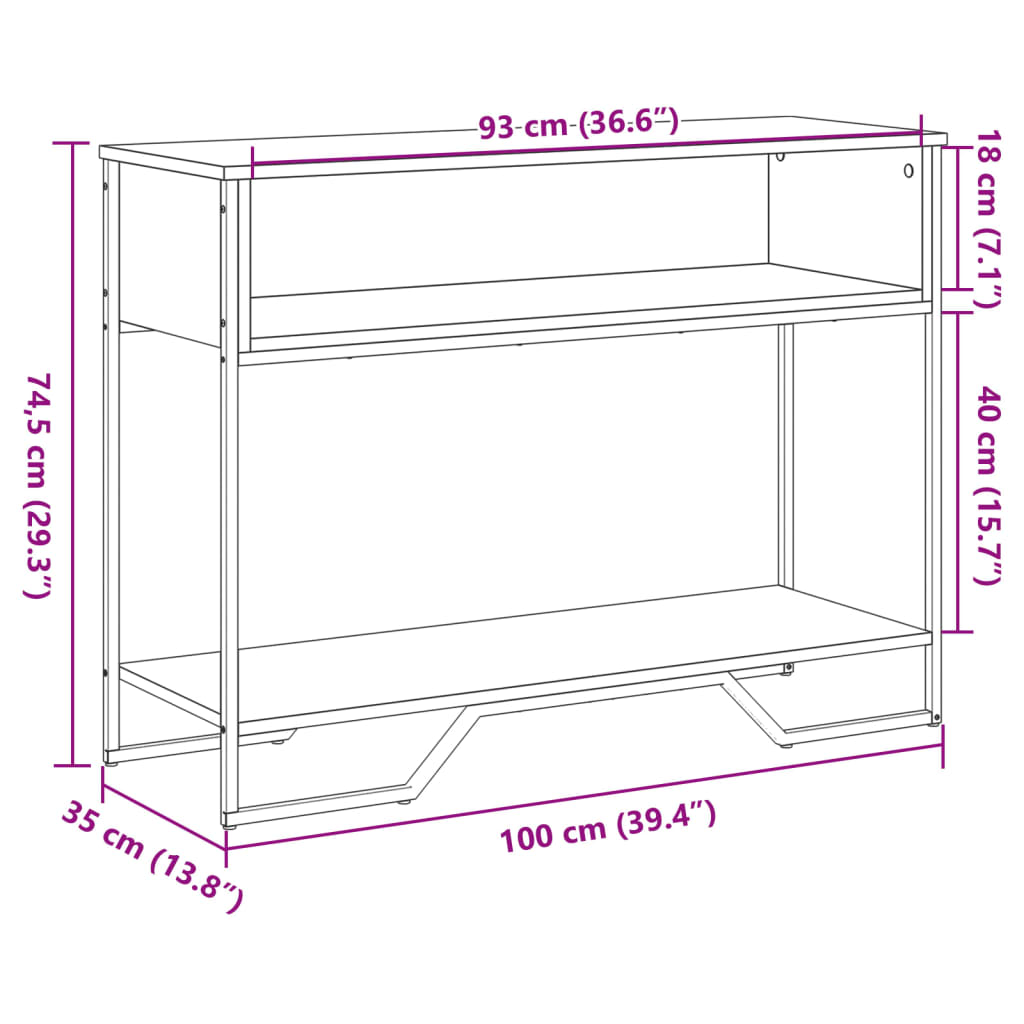 konsoollaud, must, 100x35x74,5 cm, tehispuit