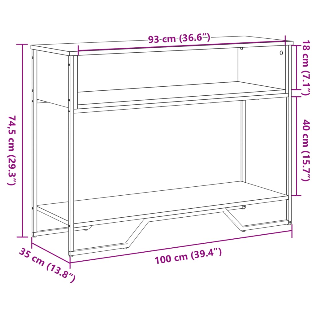 konsoollaud, Sonoma tamm, 100x35x74,5 cm, tehispuit