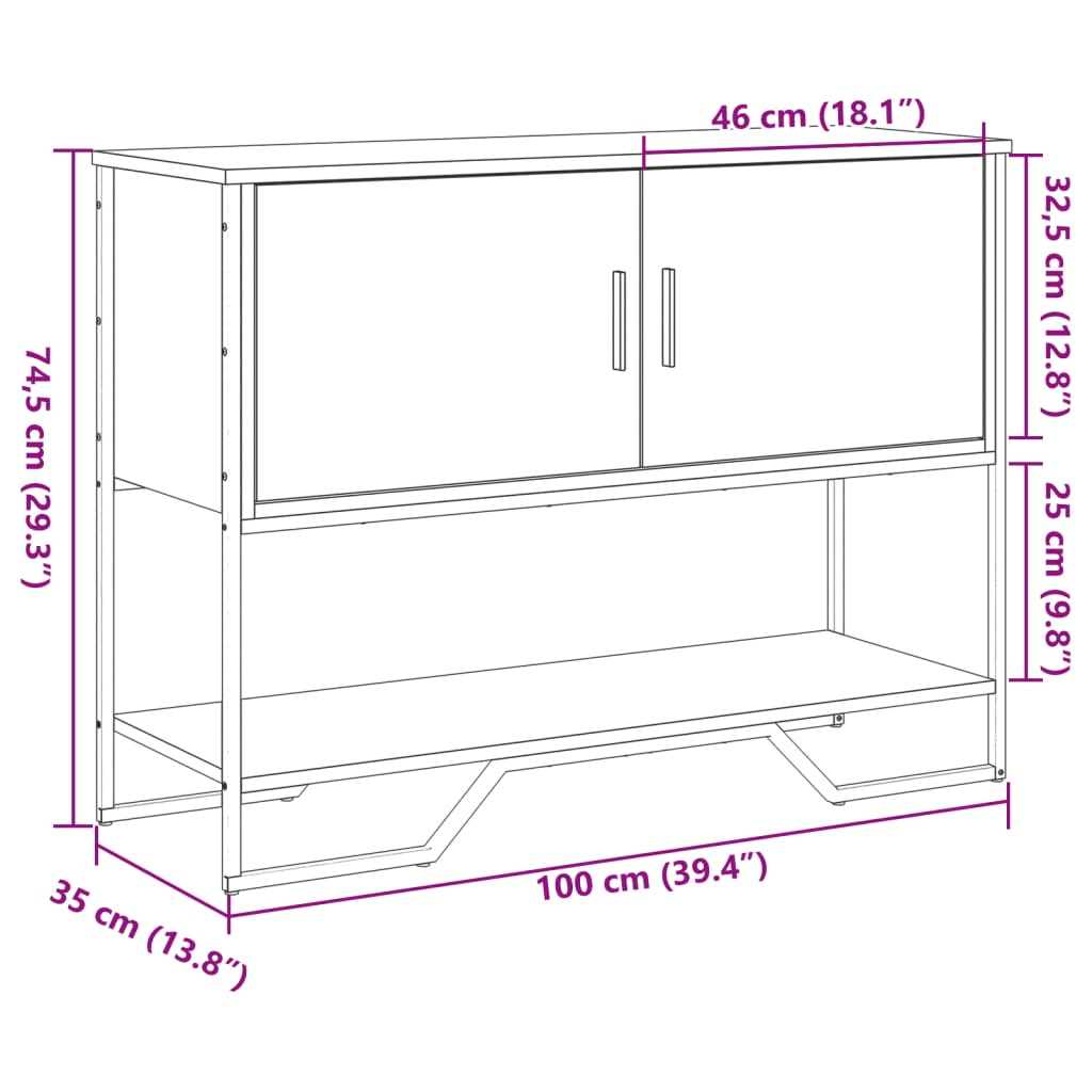 konsoollaud, Sonoma tamm, 100x35x74,5 cm, tehispuit