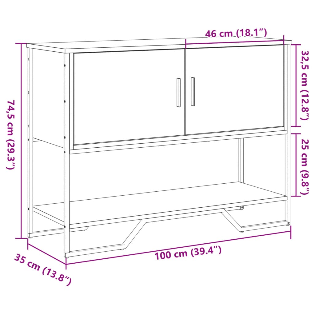 konsoollaud, hall Sonoma tamm, 100x35x74,5 cm, tehispuit