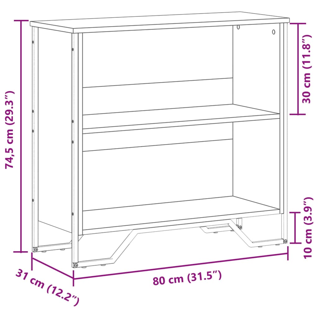 книжная полка, черная, 80x31x74,5 см, искусственное дерево