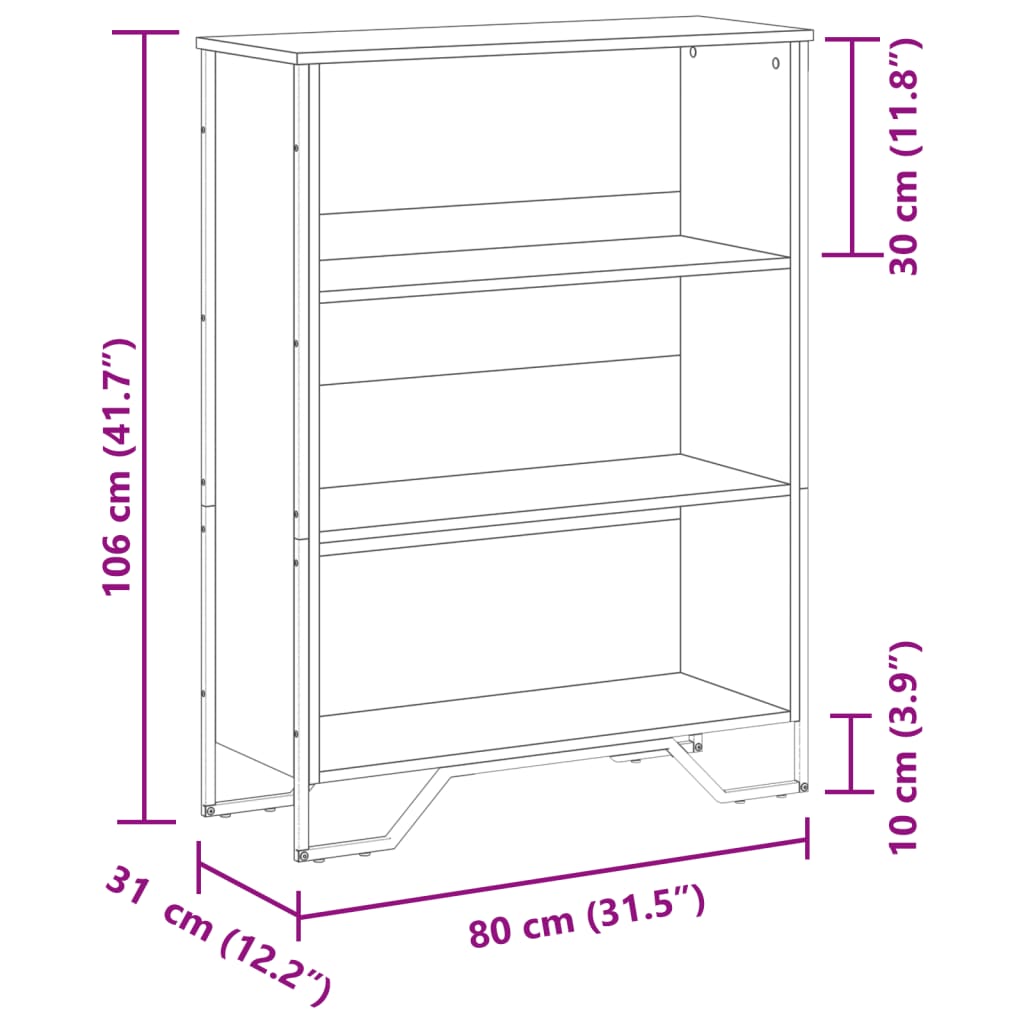 raamaturiiul, hall Sonoma tamm, 80x31x106 cm, tehispuit