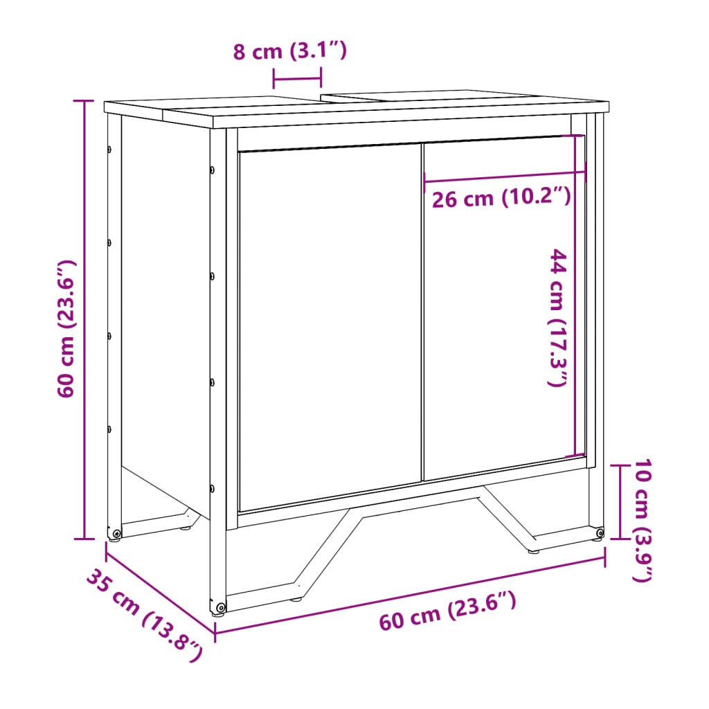 valamukapp, hall Sonoma tamm, 60x35x60 cm, tehispuit