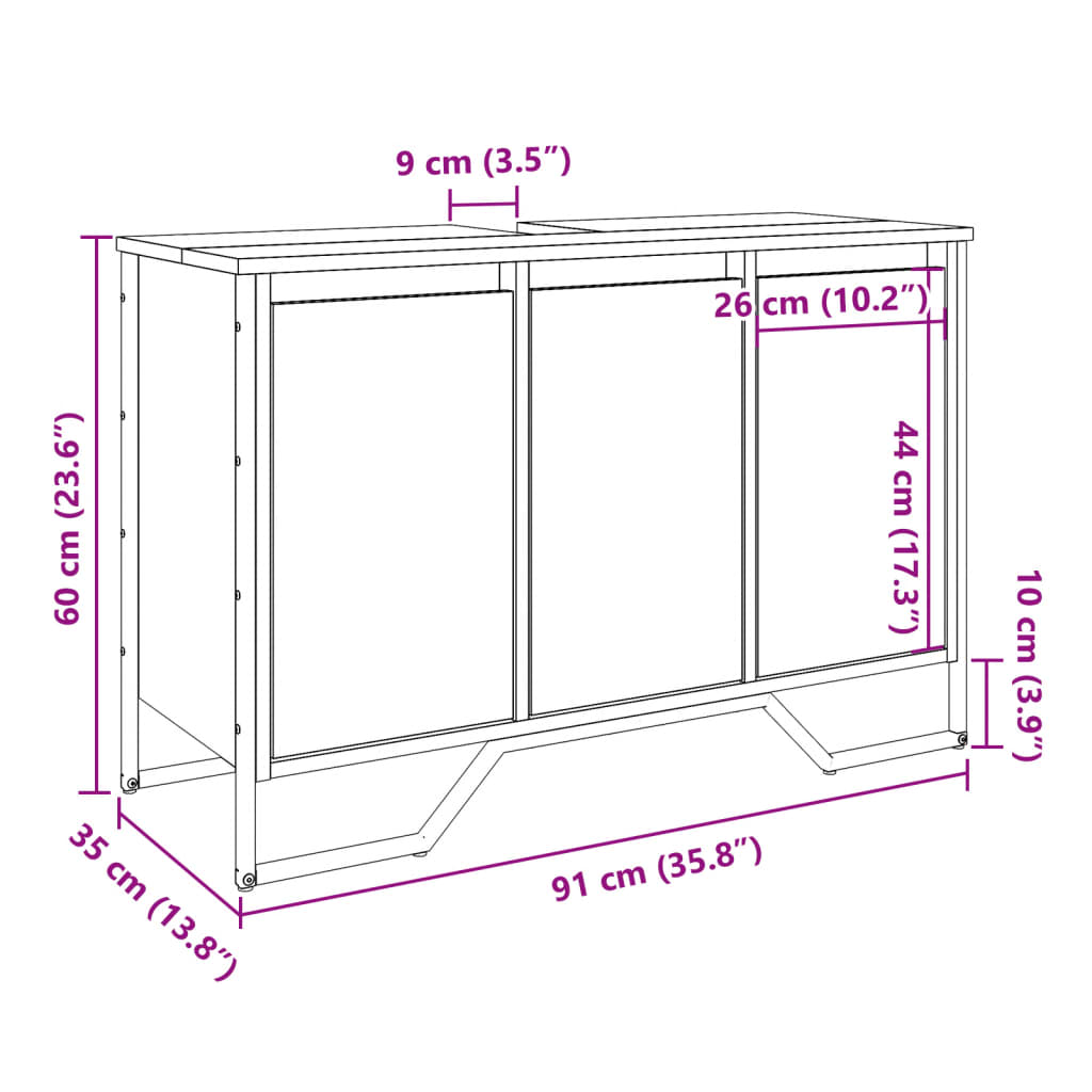 valamukapp, suitsutatud tamm, 91x35x60 cm, tehispuit