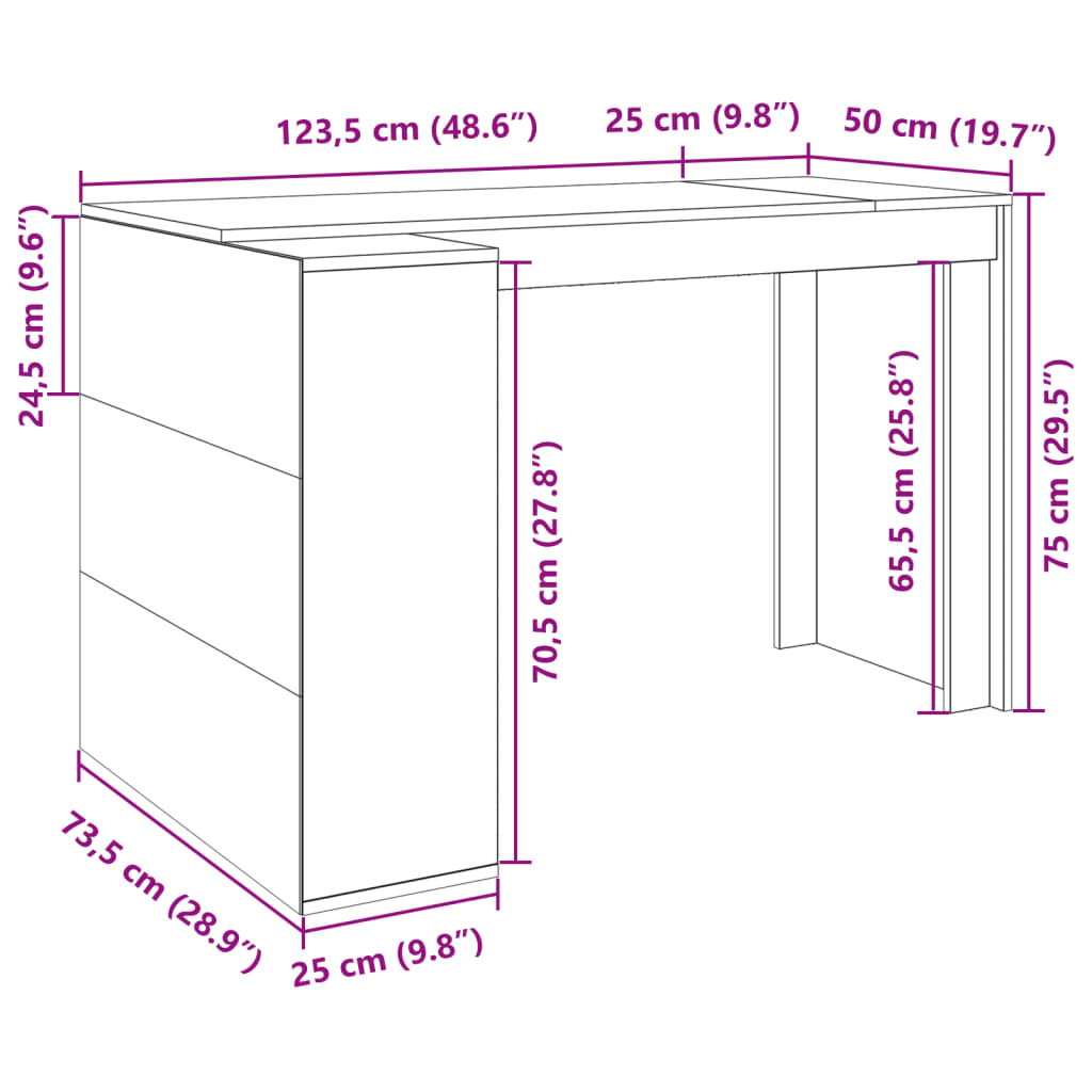 офисный стол, белый, 123,5x73,5x75 см, искусственное дерево