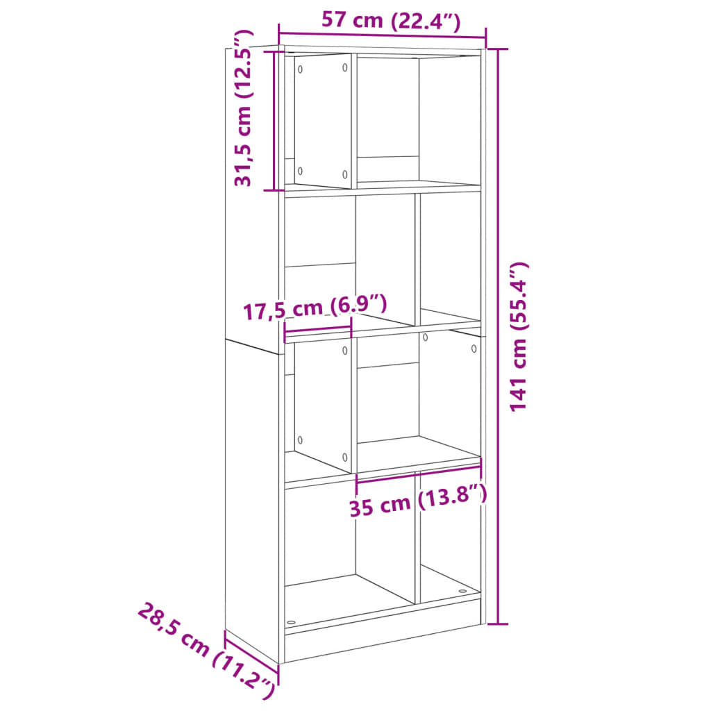 книжная полка, белая, 57 x 28,5 x 141 см, искусственное дерево