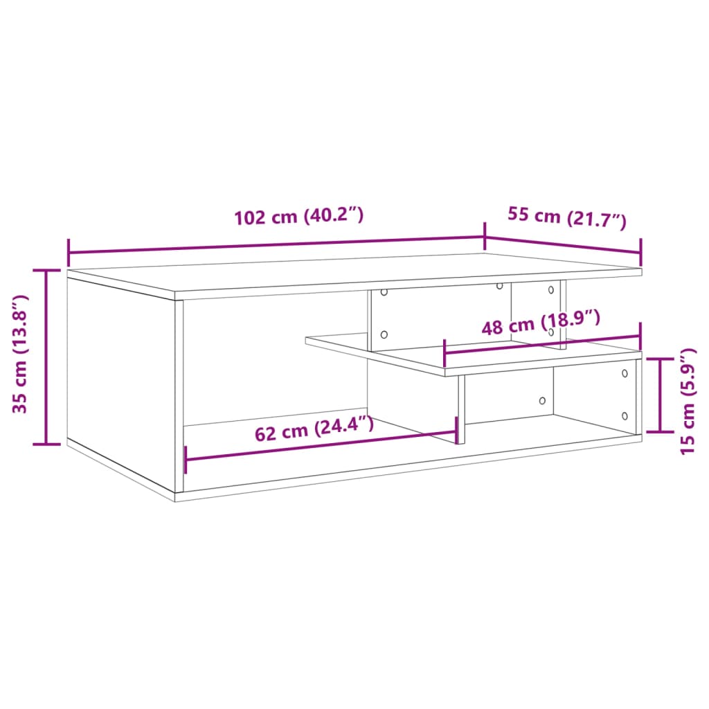 kohvilaud, valge, 102x55x35 cm, tehispuit