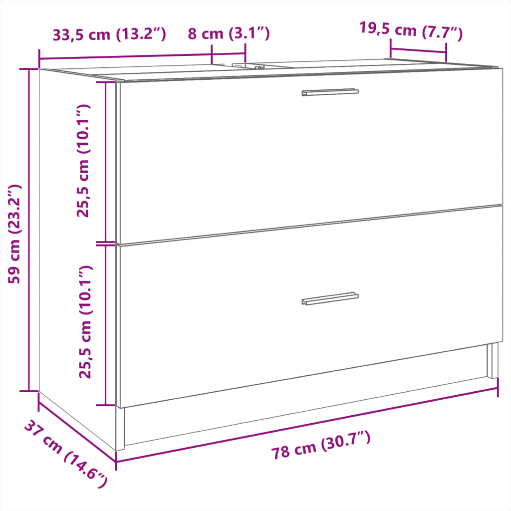 тумба под раковину, белая, 78x37x59 см, искусственное дерево