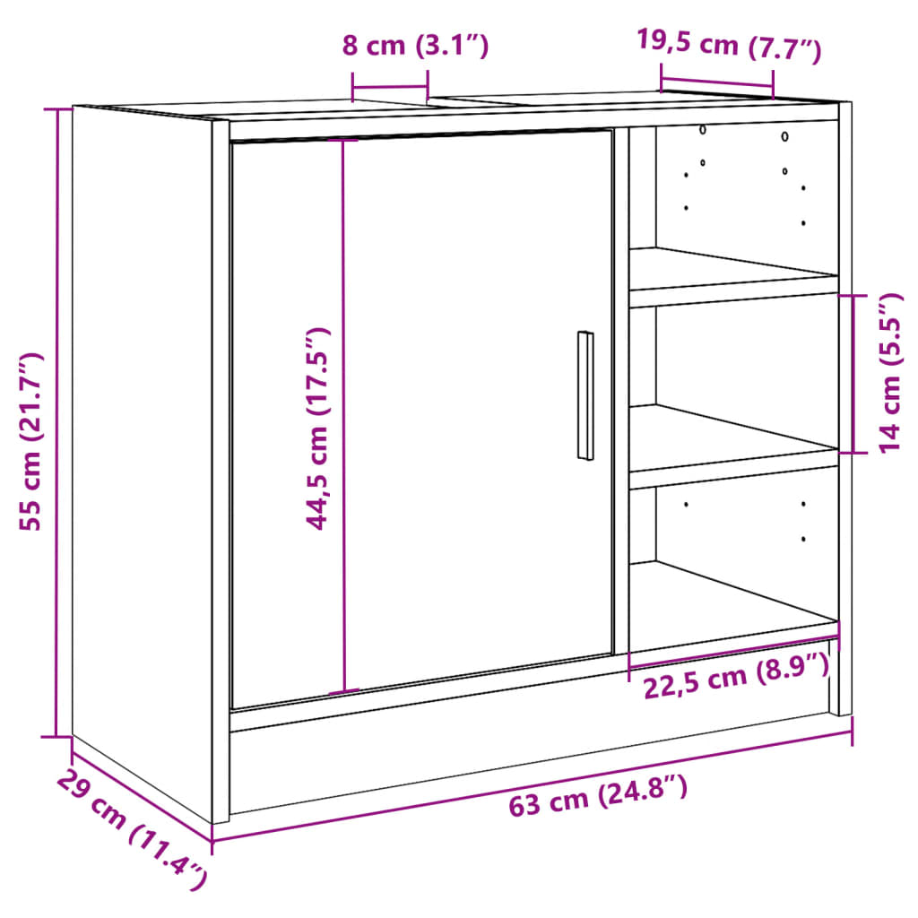 valamukapp, hall Sonoma tamm, 63x29x55 cm, tehispuit