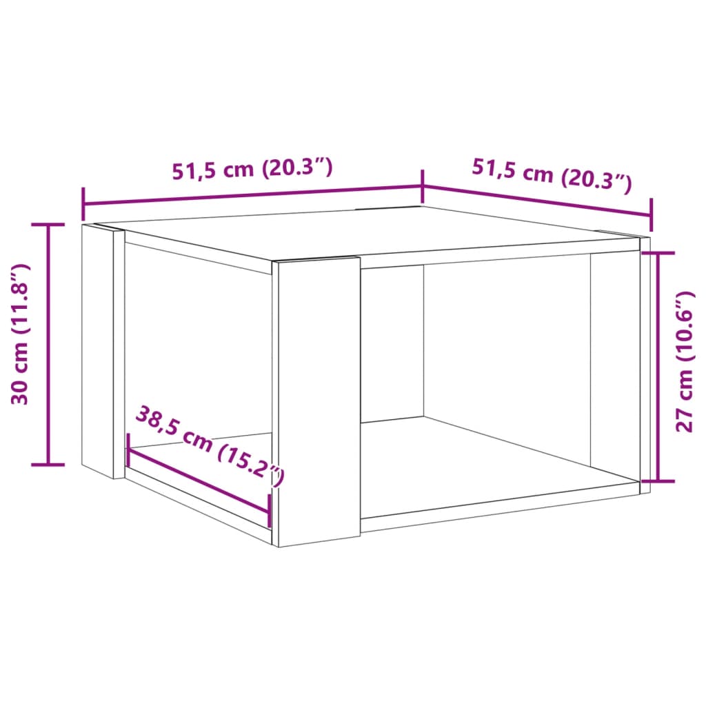 журнальный столик, белый, 51,5x51,5x30 см, искусственное дерево