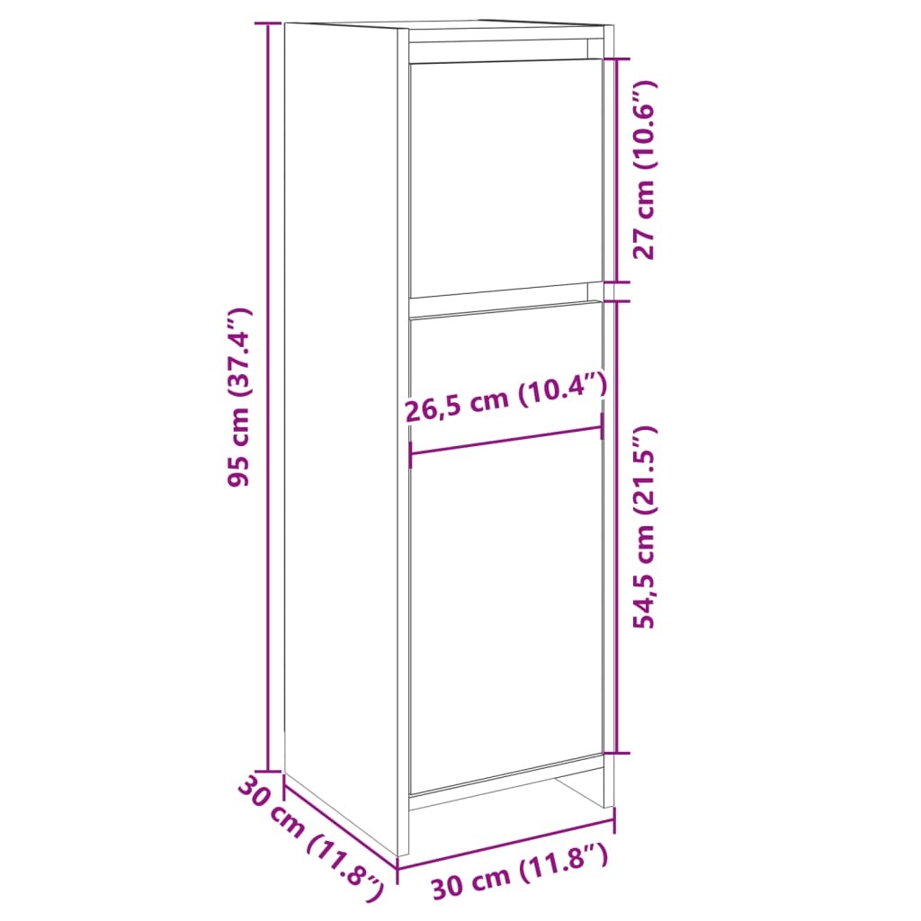 vannitoakapp Sonoma tamm 30 x 30 x 95 cm tehispuit