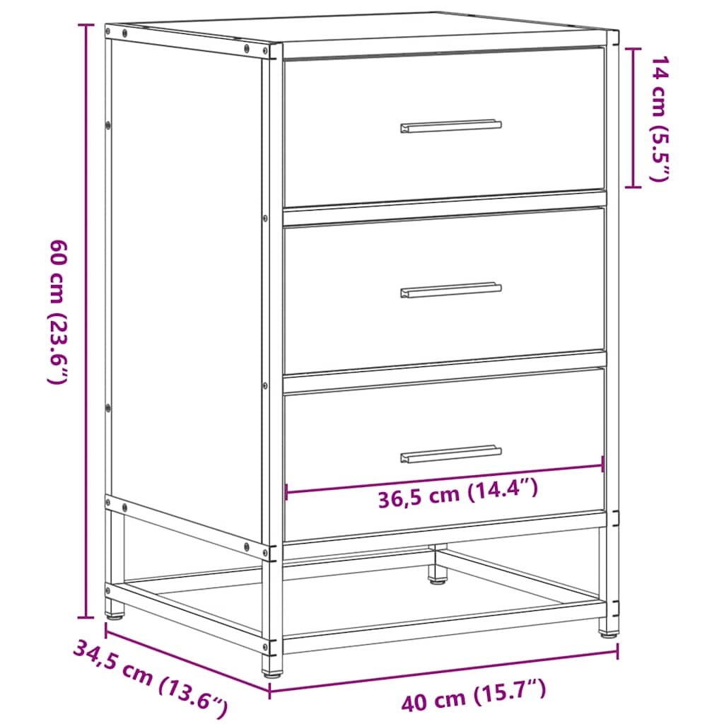 тумбочка черная 40x34,5x60 см, композитная древесина и металл