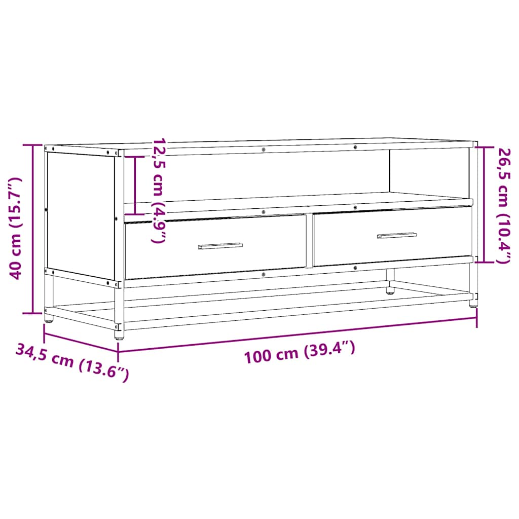 telerikapp Must 100x34,5x40 cm Engineered Wood and Metal