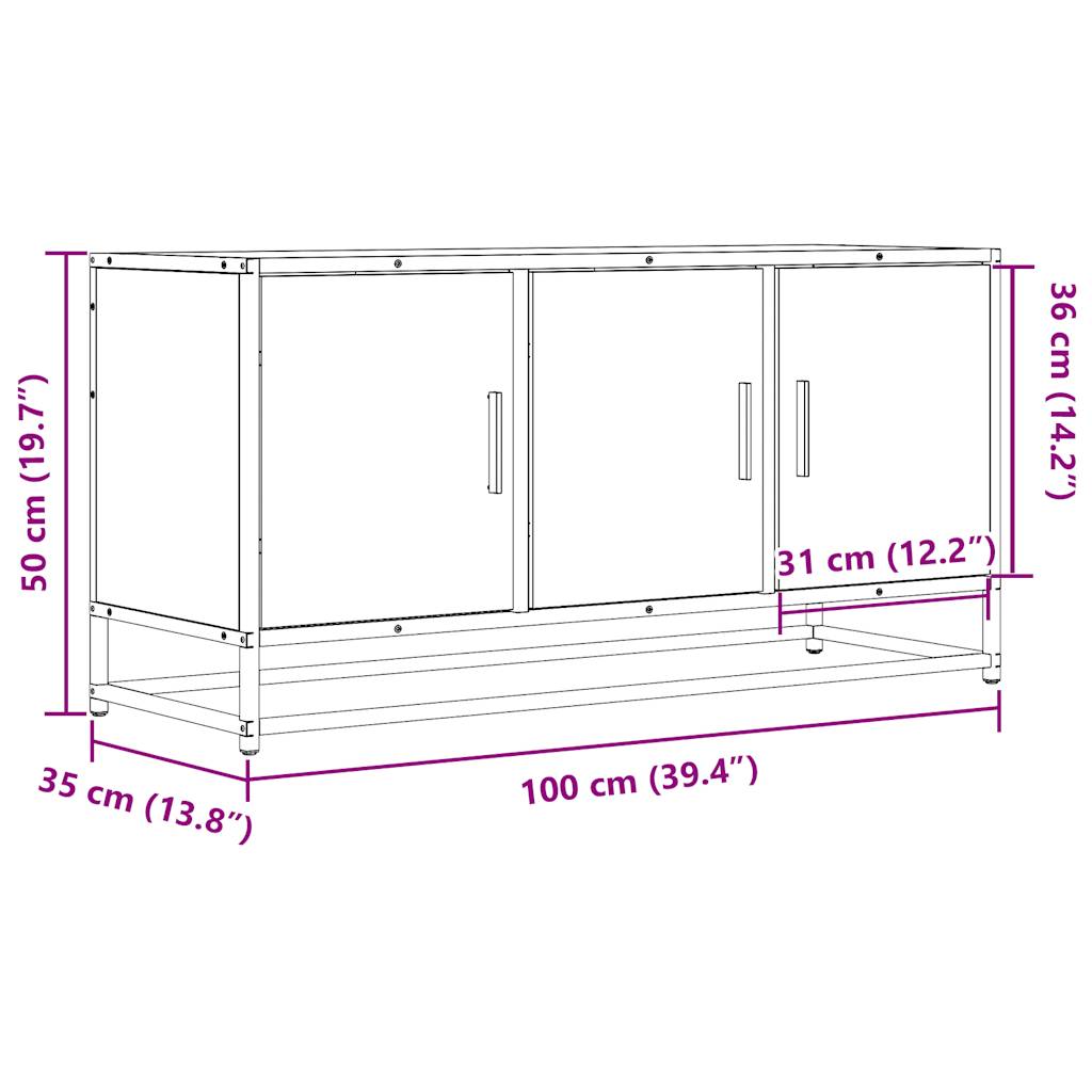 telerikapp Must 100x35x50 cm Engineered Wood and Metal