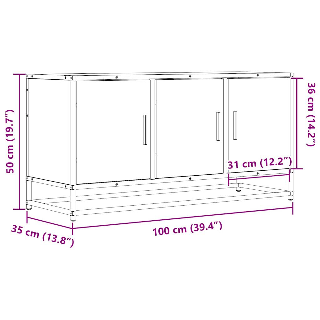 telerikapp, hall Sonoma tamm, 100x35x50 cm, tehispuit