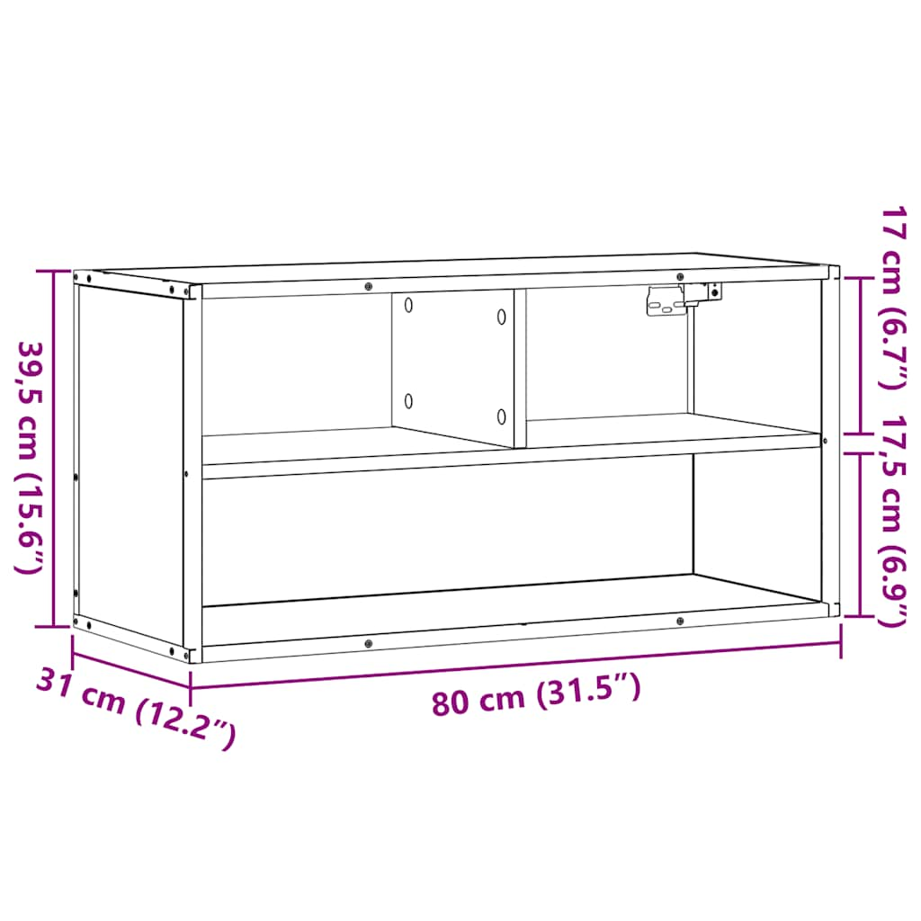 telerikapp Must 80x31x39,5 cm Engineered Wood and Metal