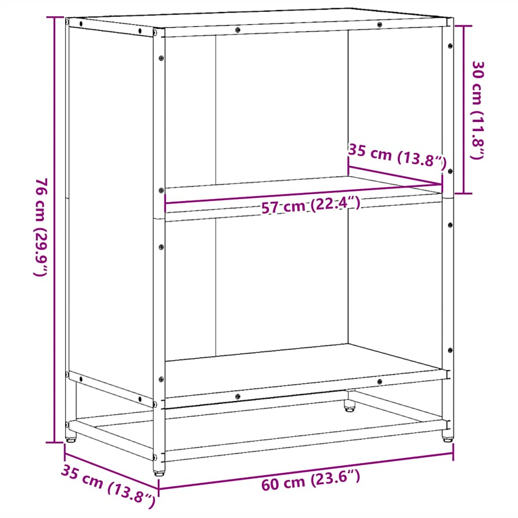 raamatukapp, suitsutatud tamm, 60x35x76 cm, tehispuit