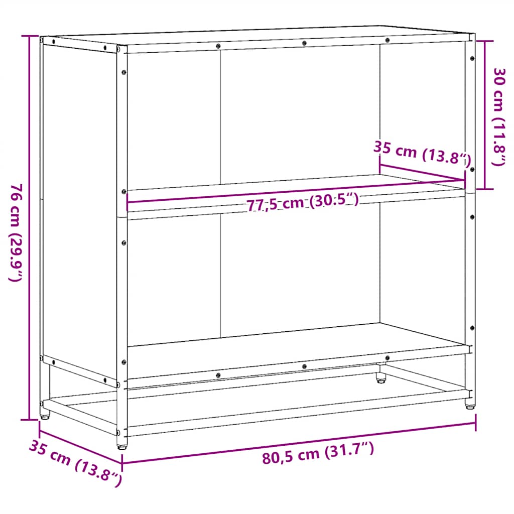 raamaturiiul Sonoma tamm 80x31x169 cm tehispuit