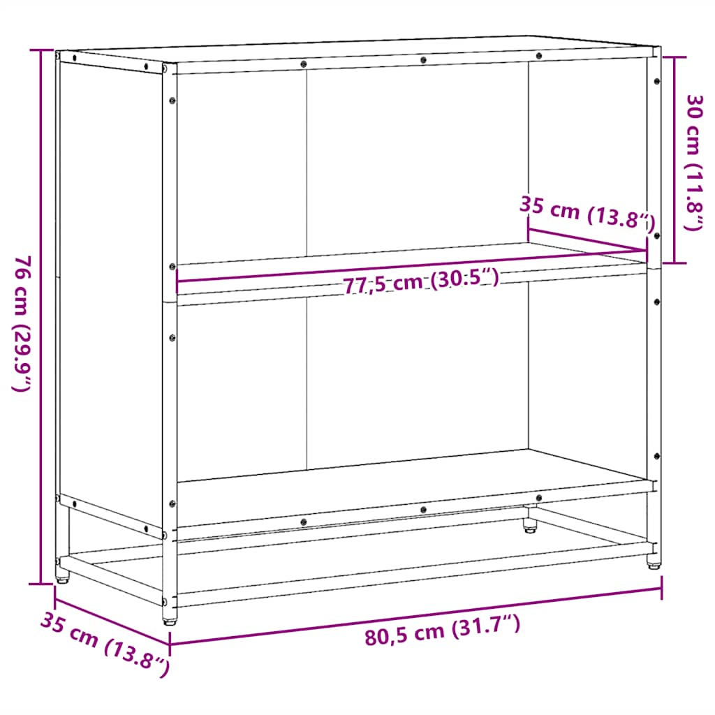 raamatukapp, pruun tamm, 80,5x35x76 cm, tehispuit