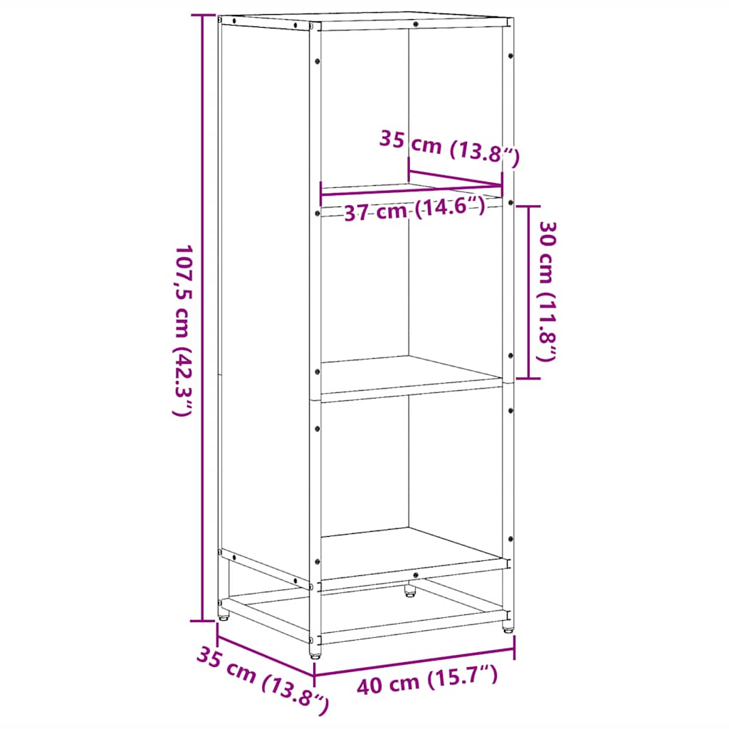 raamaturiiul Sonoma tamm 40x35x107,5 cm puitlaastplaat