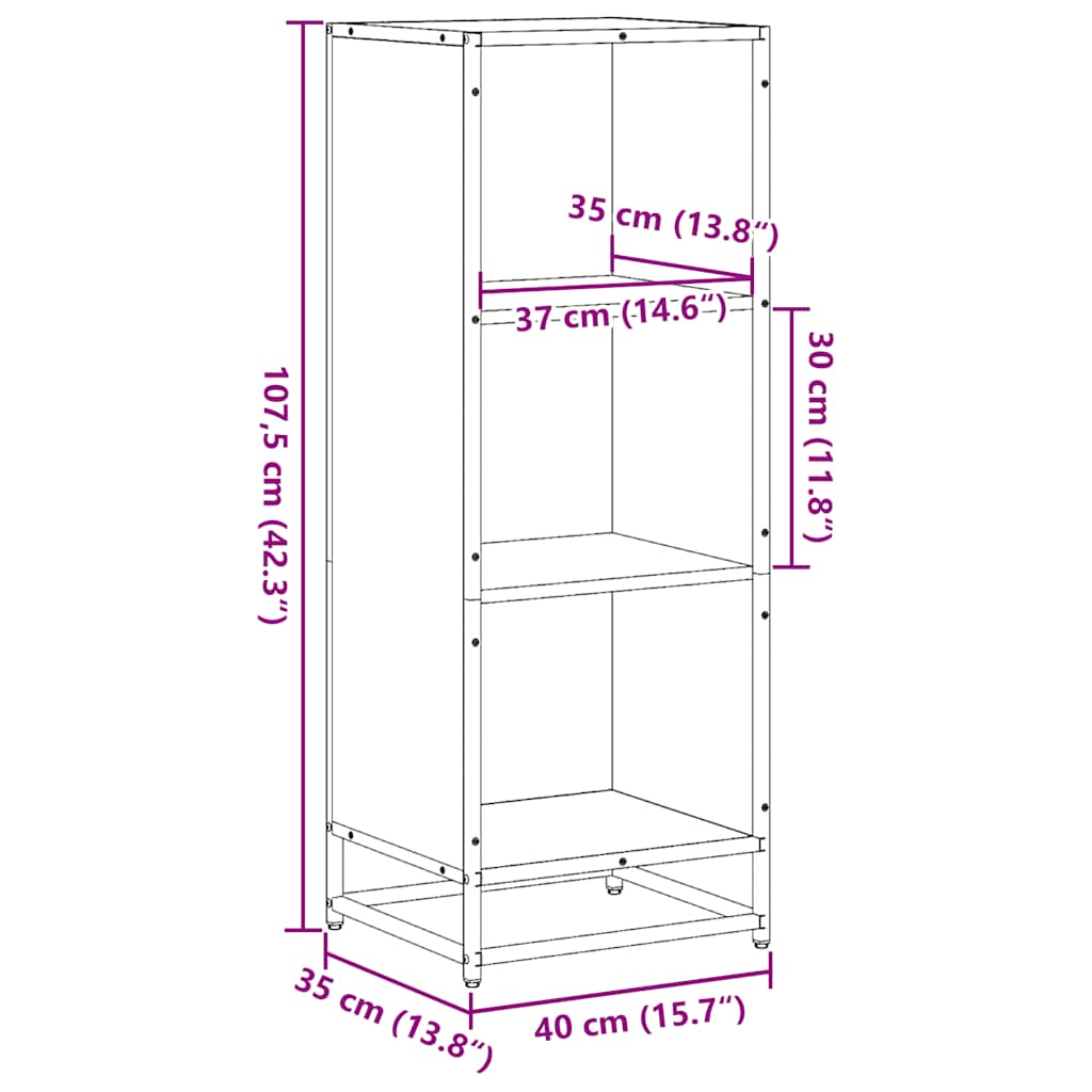 raamatukapp, suitsutatud tamm, 40x35x107,5 cm, tehispuit