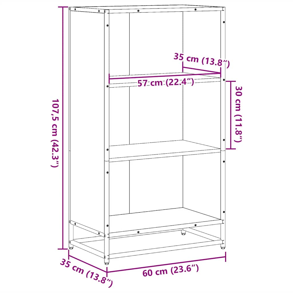 книжный шкаф Sonoma дуб 60x35x107,5 см конструкция дерево